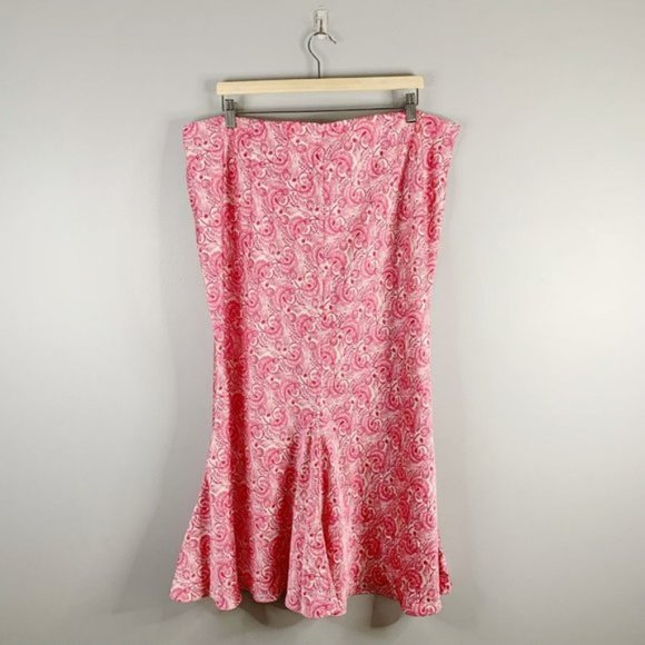J. Crew Womens Flare Slip Skirt Mermaid Satin Swirl Pink Midi Pull On 2X - Picture 5 of 10